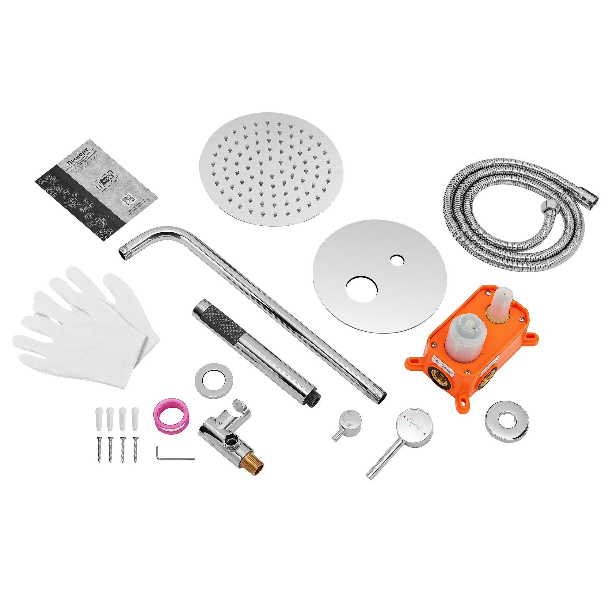 Комплектация душевой системы скрытого монтажа хром