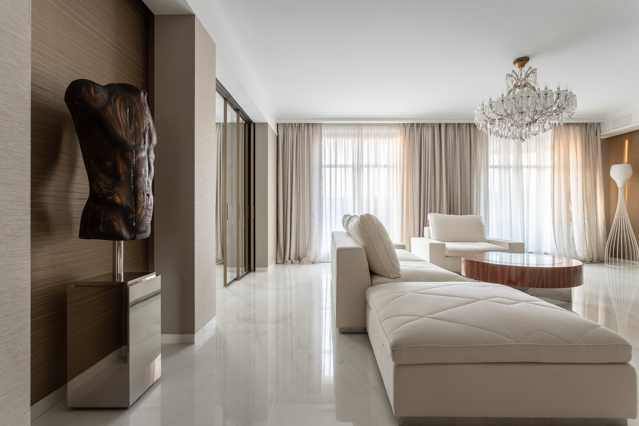 Luxury apartment living room interior by architect Viktoria Zaretskaya - photographer Andrey Dunin