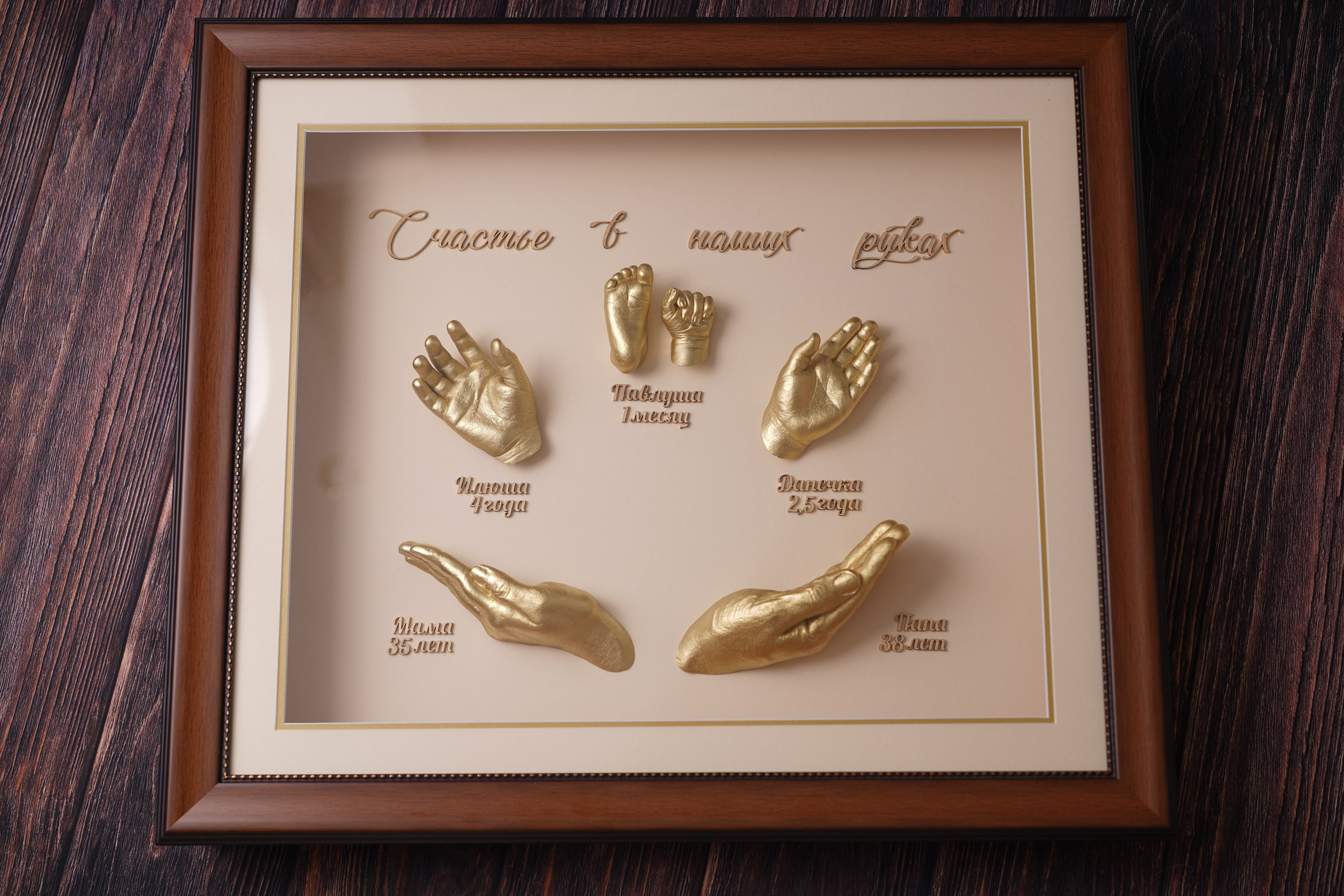 Семейный комплект — слепки детских ручек и ножек в красивой рамке Нижний Новгород