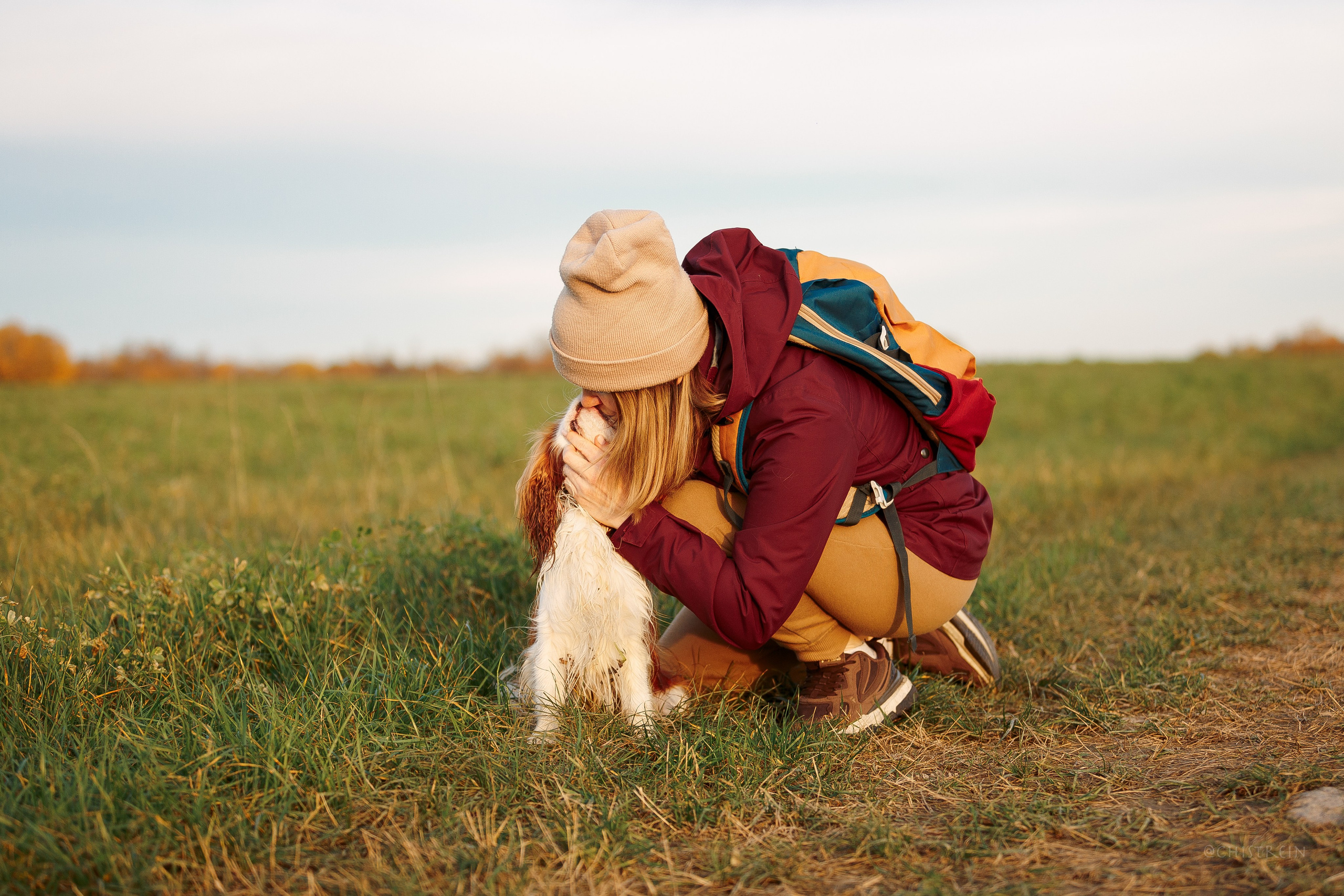 Октябрьский закат в полях. Алина и Лео. Фотограф-анималист Наталия Чистюхина в г. Сосновый Бор и ЛО