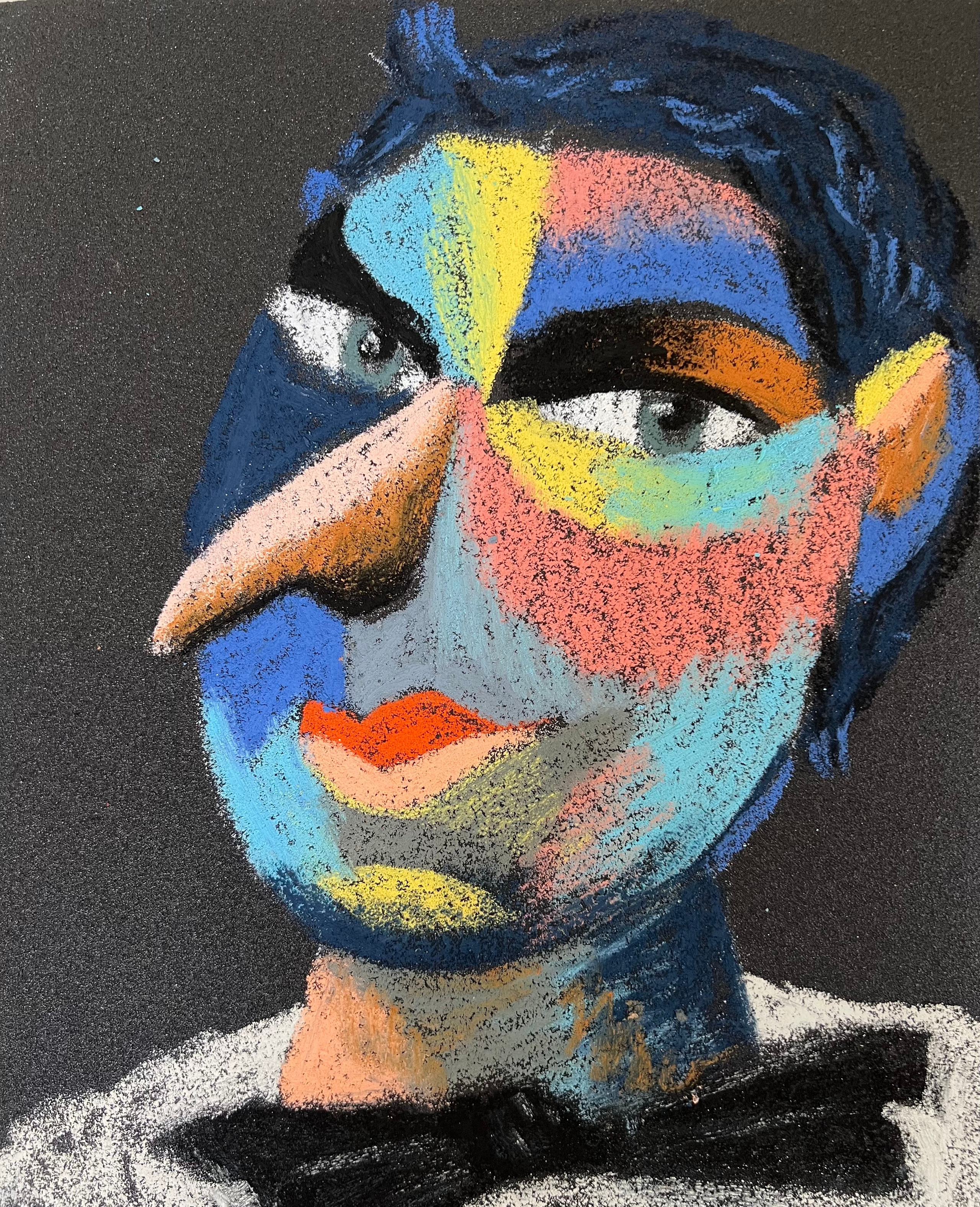 Gentleman. Oil pastel, sandpaper. 28 x 23 cm