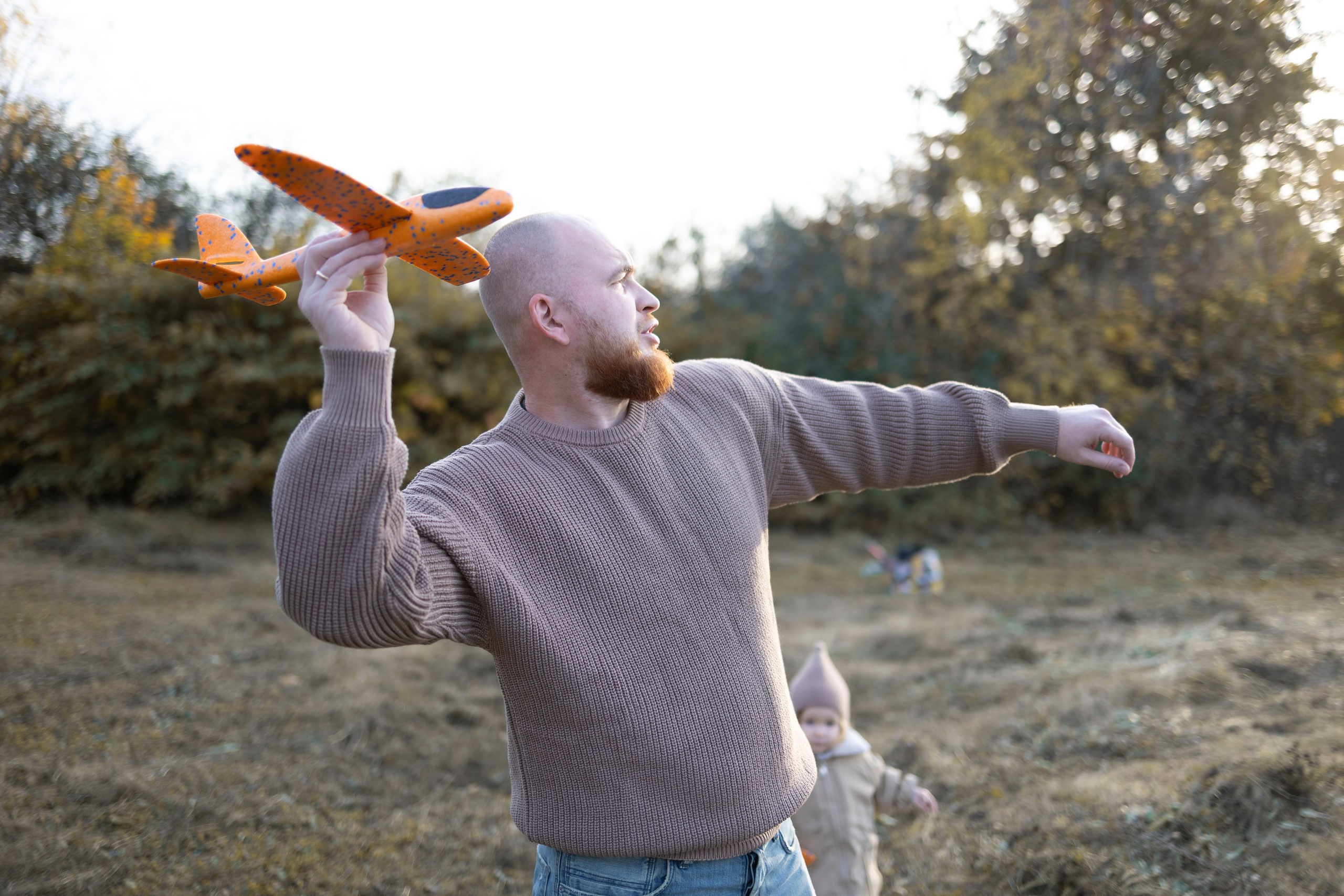 Осенняя прогулка папы с дочками. Семейный и детский фотограф в Москве Анастасия Мурга