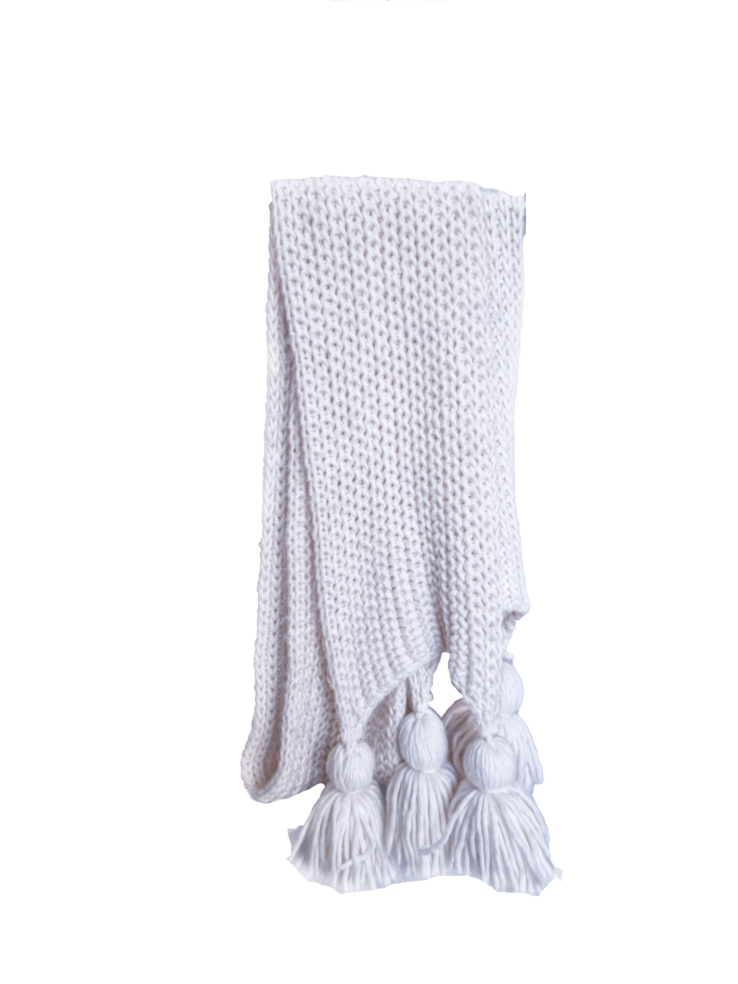 Шарф белый вязаный