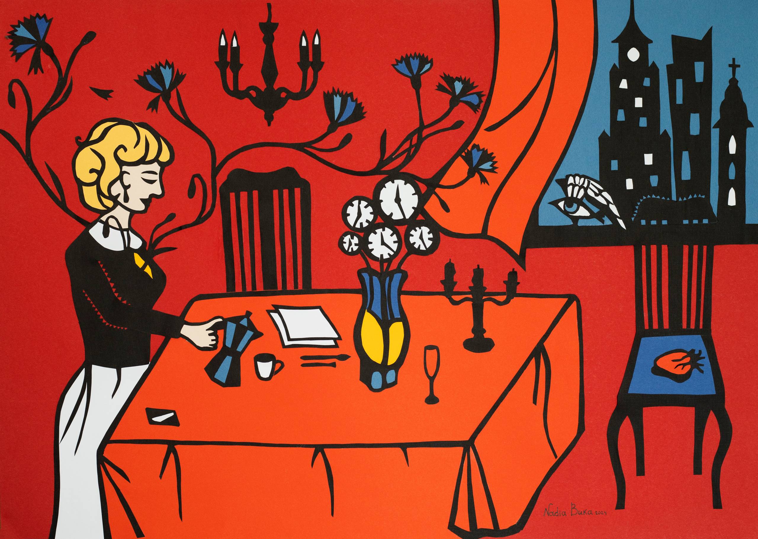 A house that doesn’t exist, butinanka, colored paper, 2024, 60x70