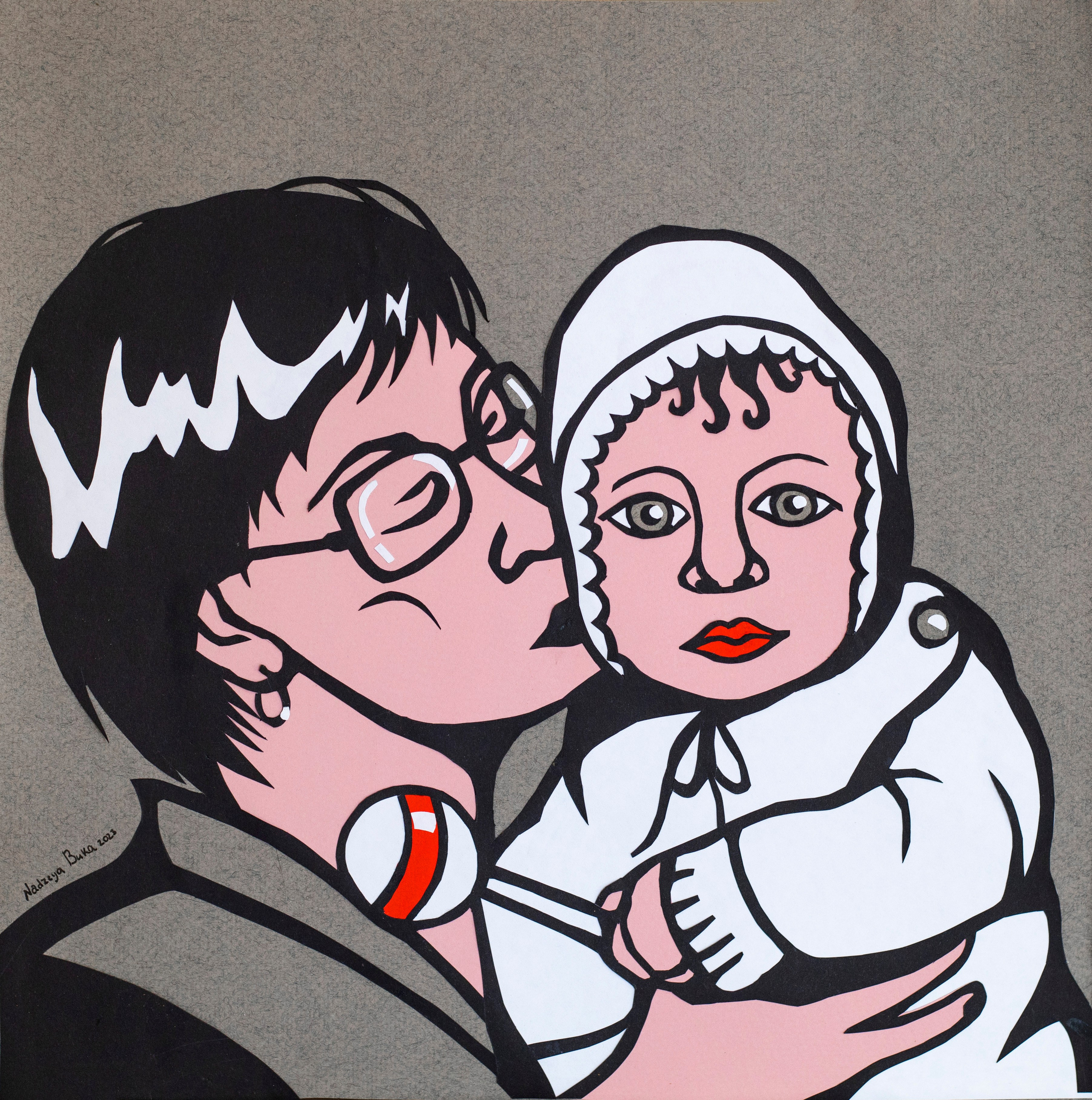 Born not to be afraid, butinanka, colored paper, 2023, 33x33