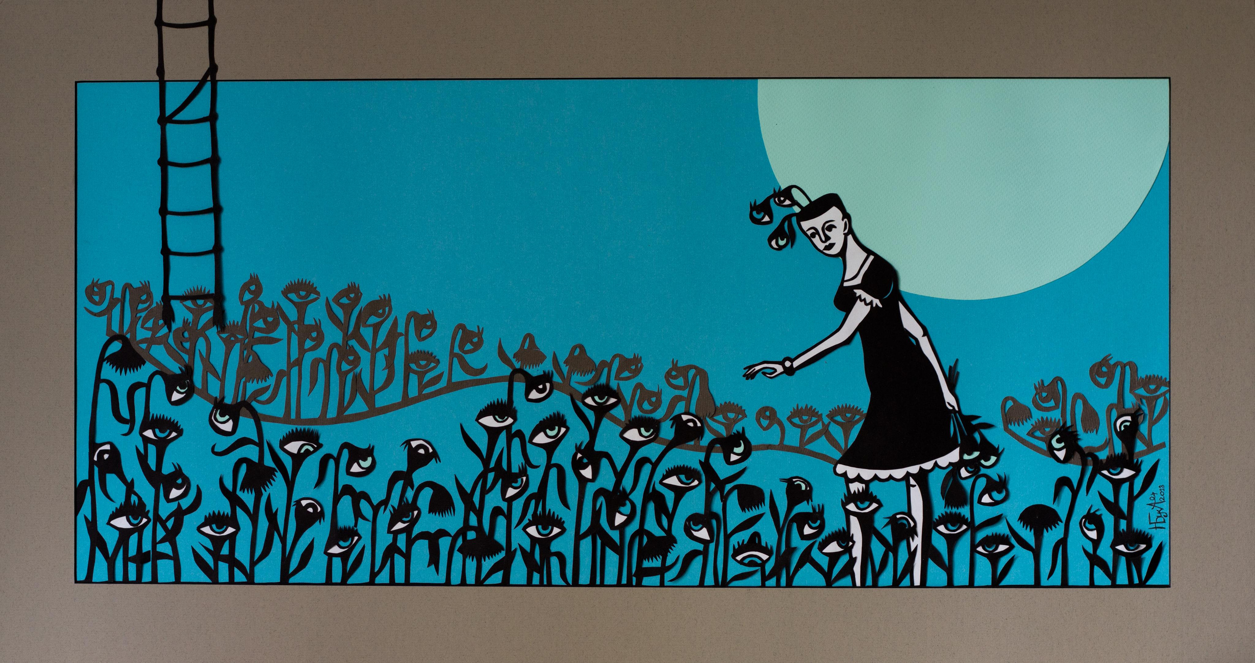 Migraine, 2013, 43x77, colored paper