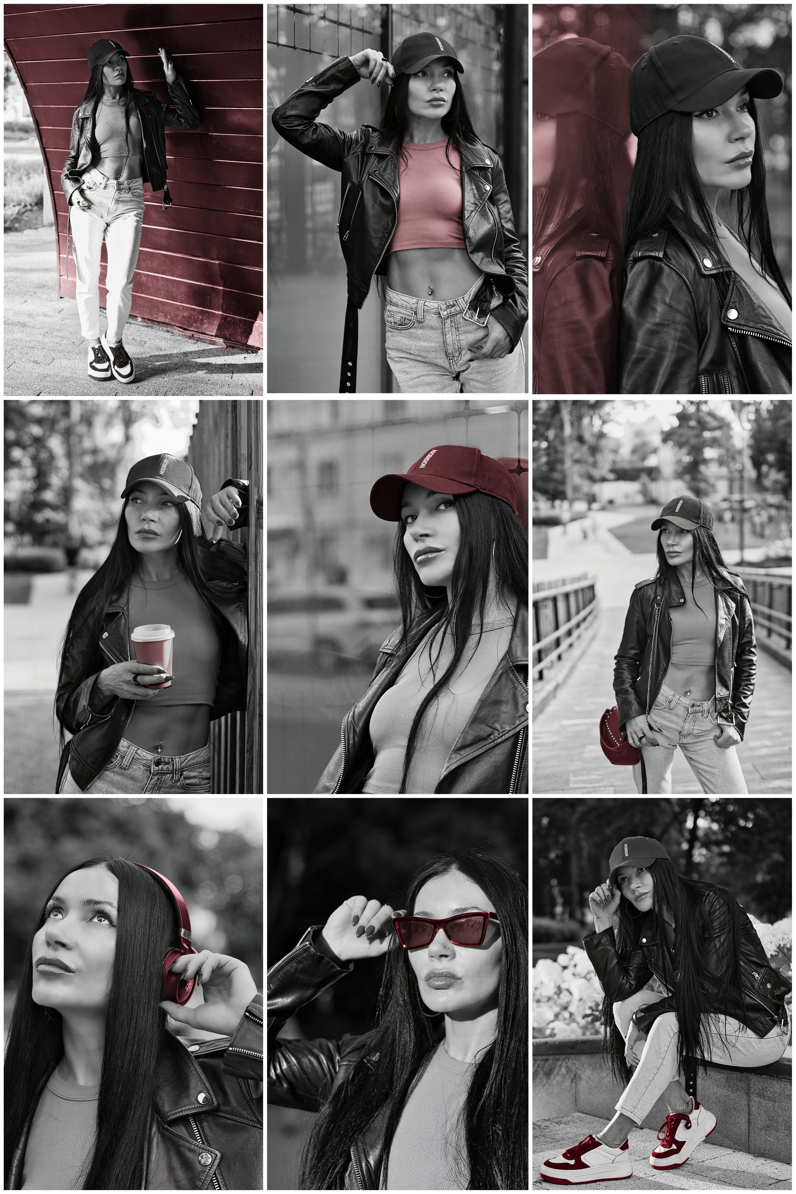 Черно-белая фотосессия с красным