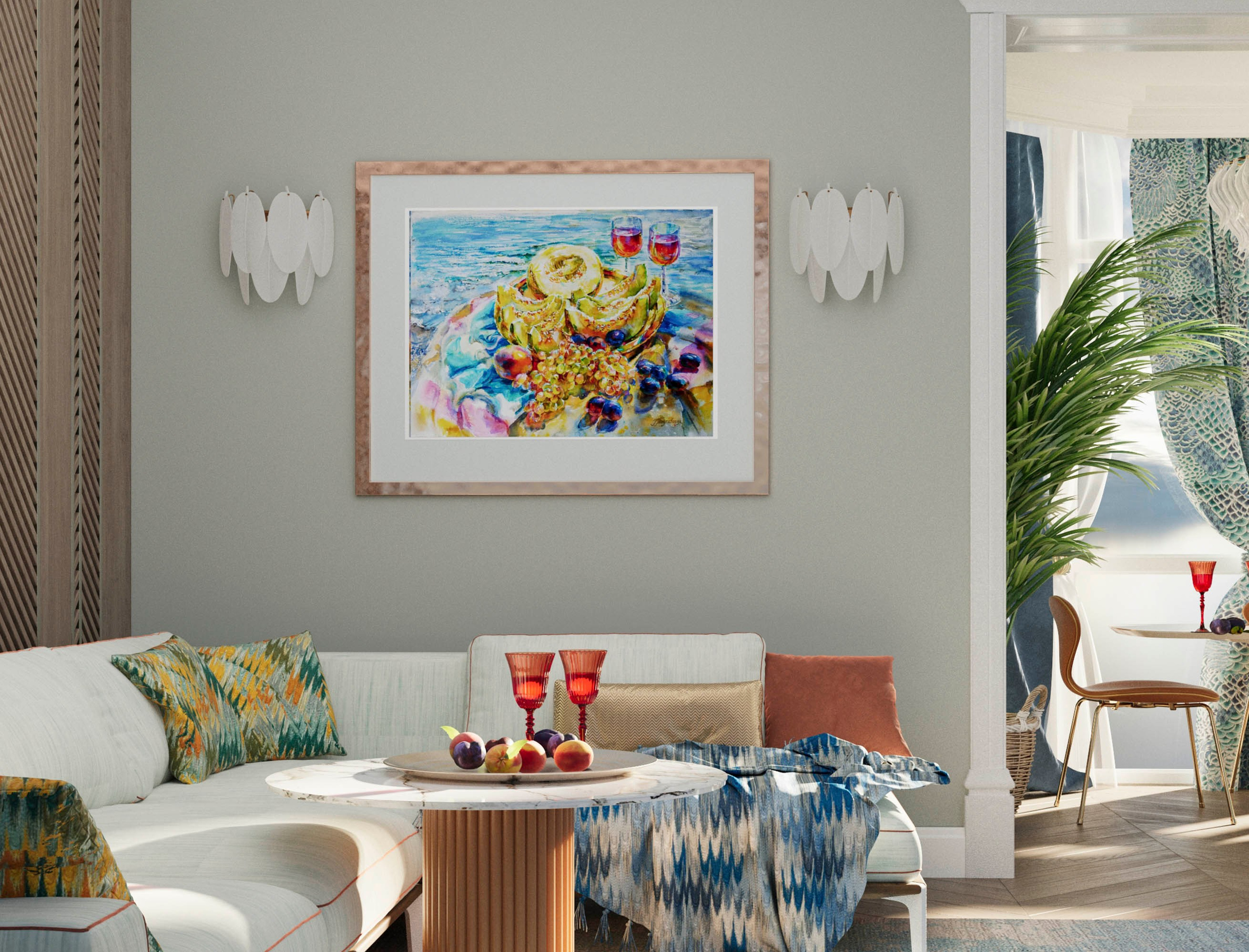 Картина «Важней всего - погода в доме» художника Галины Поплавской в интерьере