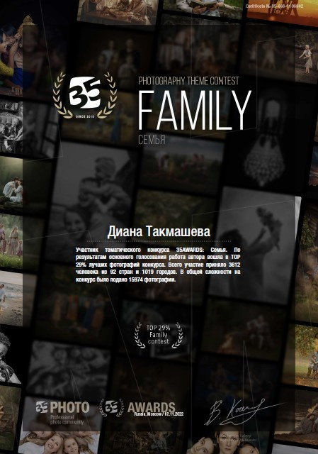 Дипломы/достижения. Женский, семейный и детский фотограф в Тюмени Диана Осипова