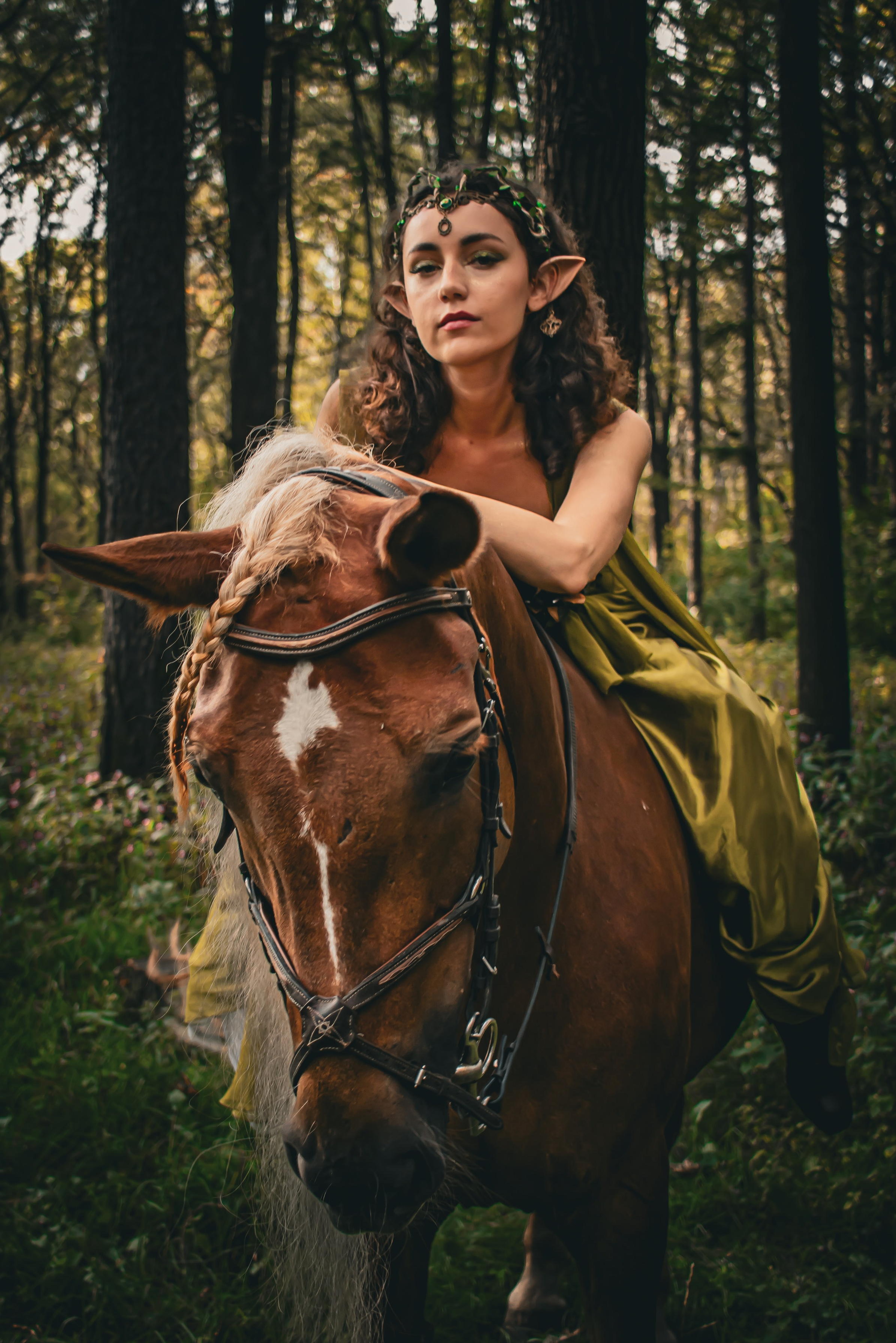 Тематическая фотосессия «Амазонка в лесу» с девушкой на лошади — фотограф Карасёва Елена, Московская область