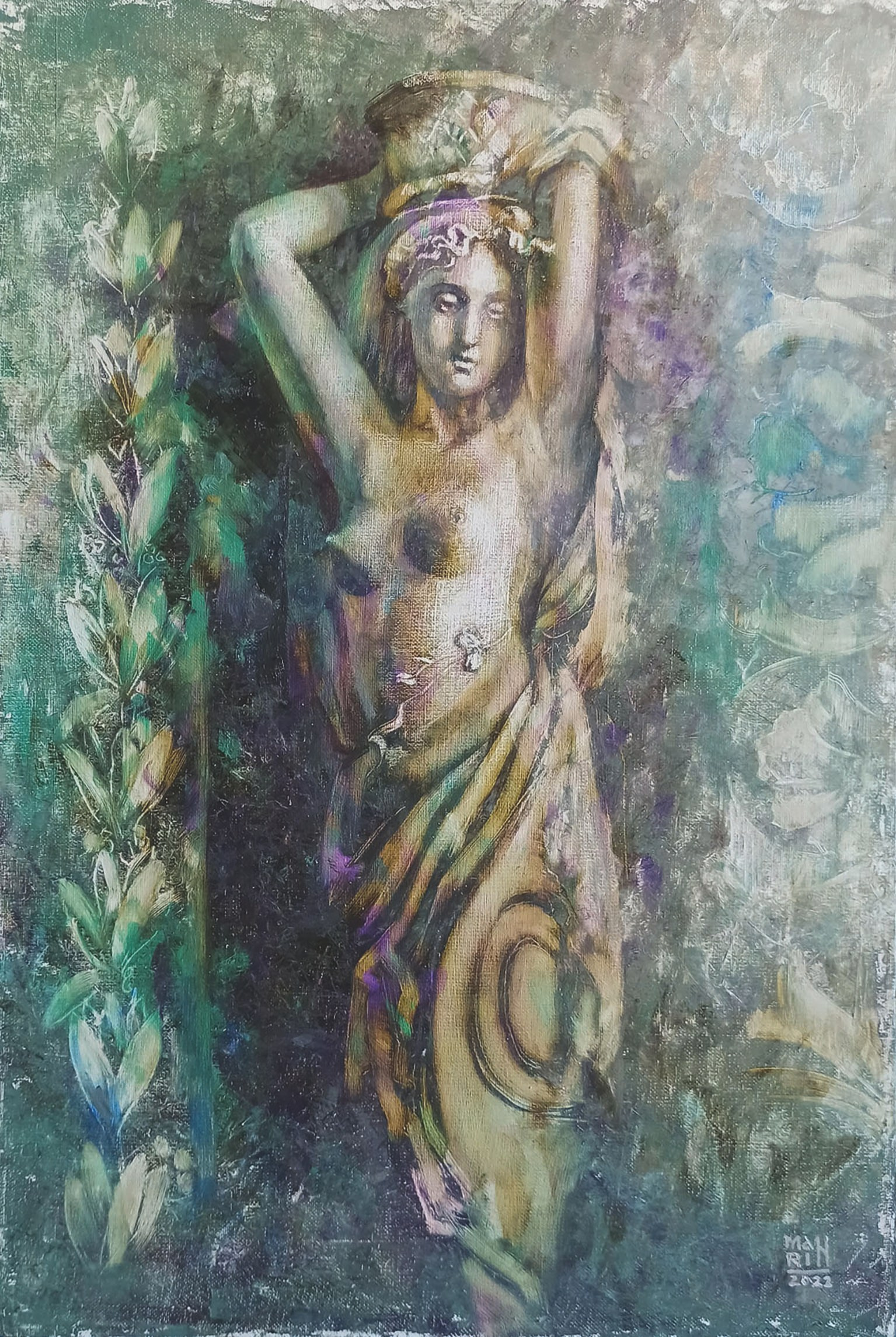 картины, интерьерные картины, картины маслом, масло, природа, живопись, Нижний Новгород, город, картина с Нижнем Новгородом, виды Нижнего, купить картину, картина в подарок, кариатида, женский образ, статуя, интерьер, усадьба Рукавишникова