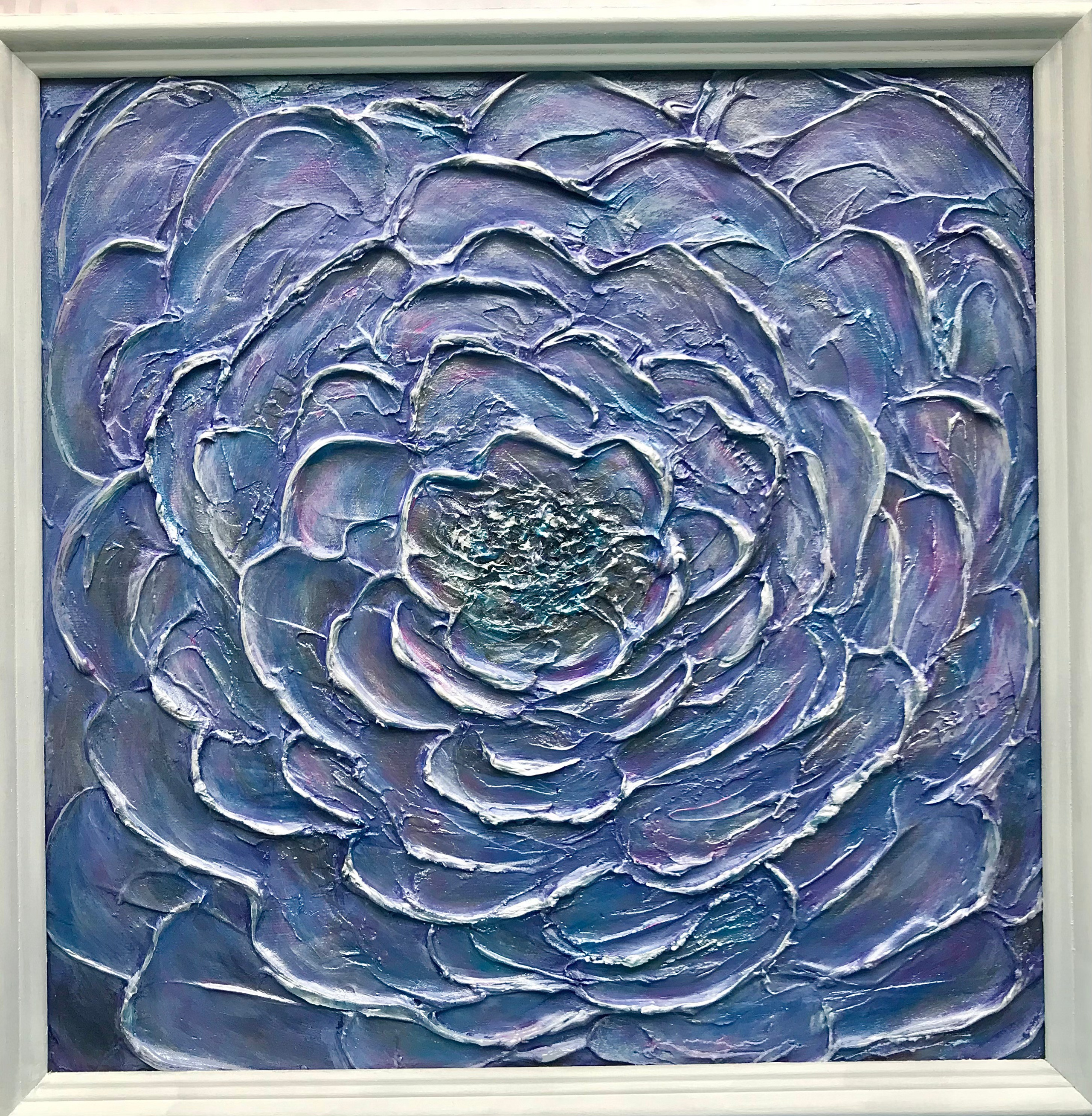 мандала цветок картина синяя фиолетовая квадратная небольшая фактурная аджна купить приобрести в интерьер