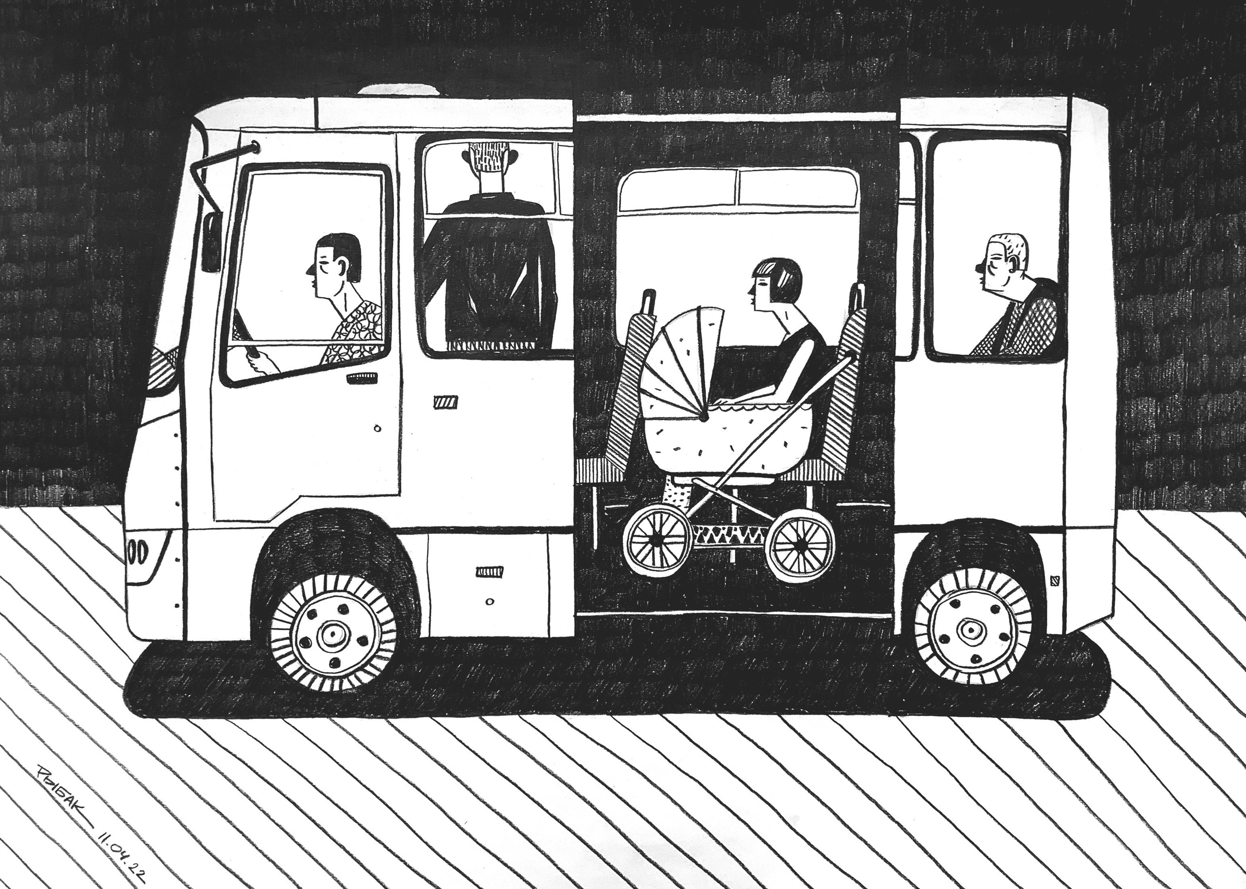 Серия Транспортная Автобусно-таксишная. Художник Рыбак Николай