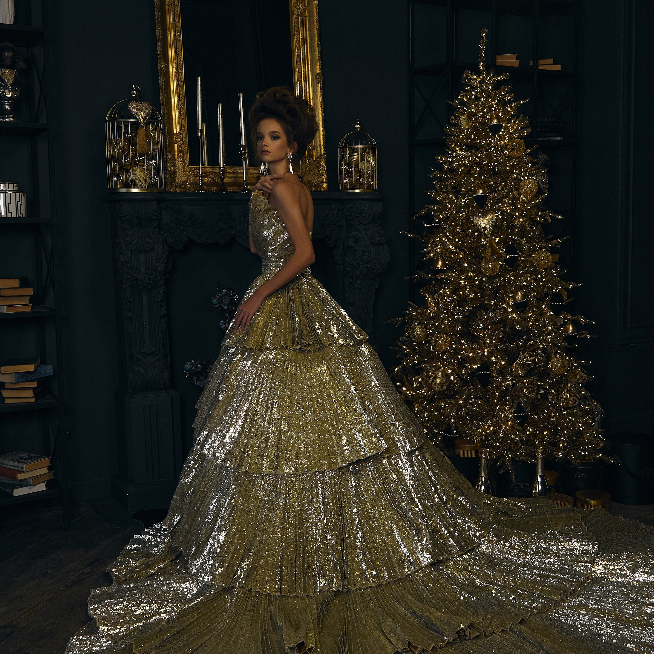 фотосессия в красивом платье новогодняя в москве фотограф Виктория Колышева