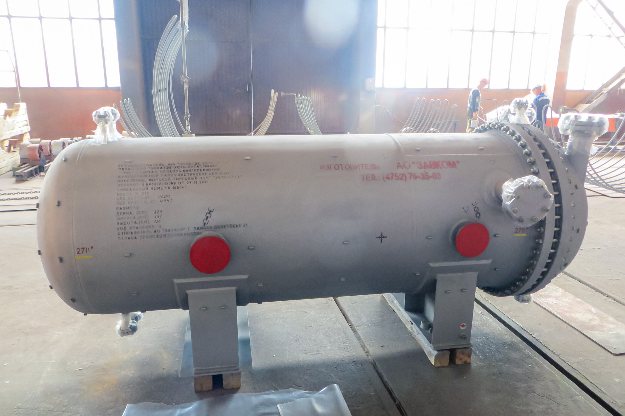 Изготовлен кожухотрубчатый теплообменник для НОВАТЭК-Усть-Луга. ПЕТЕРБУРГНИИХИММАШ разрабатывает и изготавливает оборудование