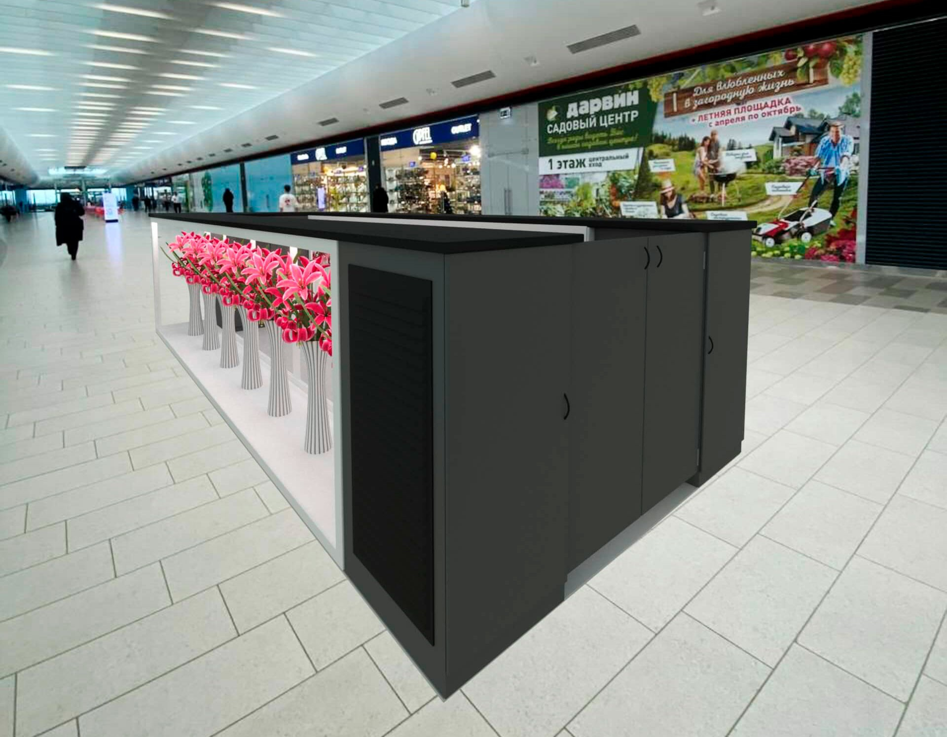 3D-визуализация островка по продаже цветов — Москва | Портфолио