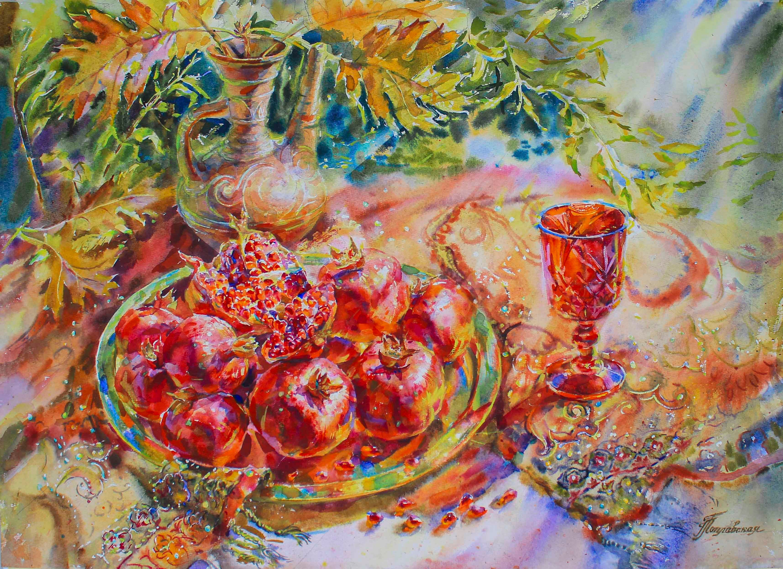 «Важней всего - погода в доме» — акварель 2024 г. Галины Поплавской, 70×53 см