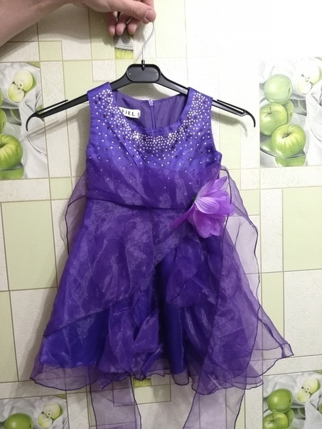 Детское платье сиреневое, на рост 70 см, Возраст 6-12 мес