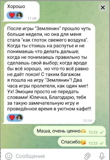 Юлия Лысёнкина. Исследовательская игра ЗЕМЛЯНИН в Перми, Москве, Сочи, и других городах