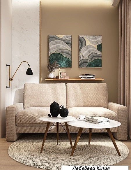 Евродвушка в бежевых тонах. Дизайнер интерьера Юлия Лебедева. Москва