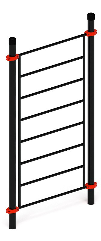 Воркаут 108 красный ВТ 12.09-01 Габариты (ШхДхВ):1520х140х2600 Зона безопасности, мм:4520х3140 Возрастные ограничения от 14 лет, весом не более 100 кг