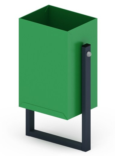 Урна прямоугольная (зеленая) - МФ 50.01.02-01 Габариты (ШхДхВ): 235x370x660 мм Зона безопасности, мм: 735х870