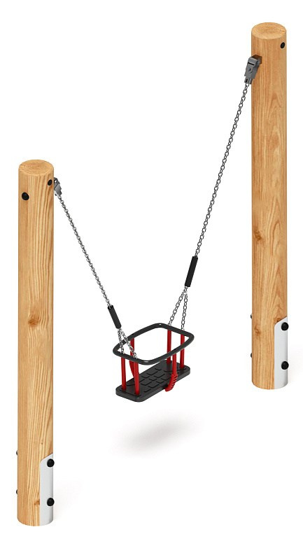 Качели (Лиственница) ИО 11.Р.04.01-Л.И2 Габариты (ШхДхВ): 2100х300х2050 Зона безопасности, мм: 2100х6950 Возрастные ограничения от 1 до 3 лет, весом не более 70 кг