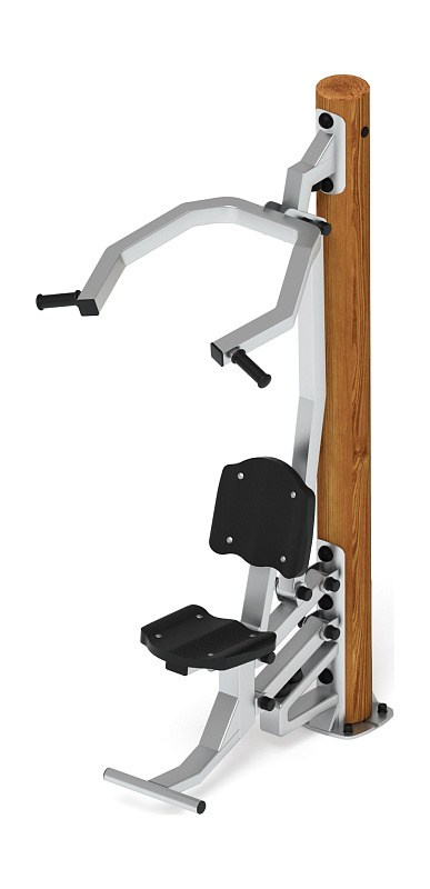 Тренажер тяга верхняя (лиственница темный) СТ 007-Л.И3.01 Габариты (ШхДхВ): 1010х850х2100 Зона безопасности, мм: 2000х2000 Оборудование предназначено для подростков в возрасте от 14 лет и взрослых, весом не более 100 кг.