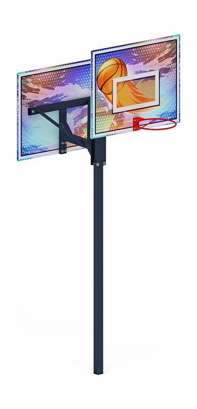 Стойка баскетбольная комбинированная (перламутр) - СО 2.70.03-03.И1 Габариты (ШхДхВ): 1200х2600х3895 Зона безопасности, мм: 4200х5600