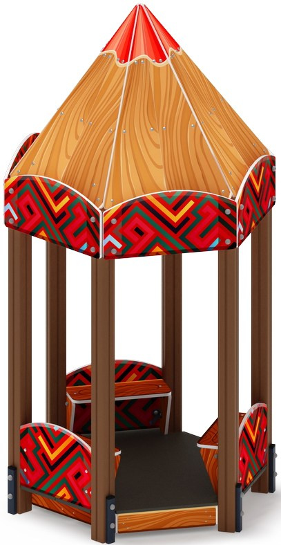 Домик Карандаши - МФ 10.26.01-01 Габариты (ШхДхВ): 1570x1380x2970 Зона безопасности, мм: 3380х3570