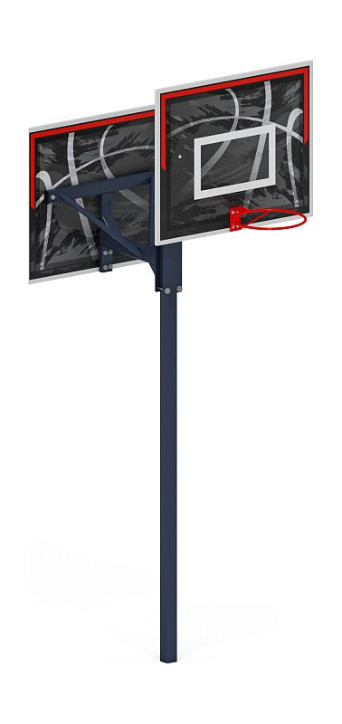 Стойка баскетбольная комбинированная (черно-белый) - СО 2.70.03-02.И1 Габариты (ШхДхВ): 1200х2600х3895 Зона безопасности, мм: 4200х5600