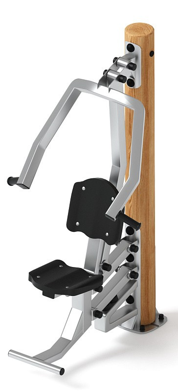 Жим от груди (лиственница) СТ 006-Л.И3 Габариты (ШхДхВ): 1010х910х1760 Зона безопасности, мм: 2000х2000 Оборудование предназначено для подростков в возрасте от 14 лет и взрослых, весом не более 100 кг.