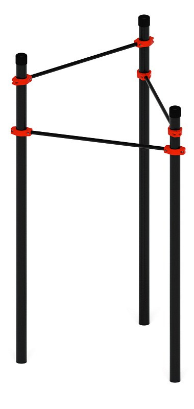 Воркаут 108 красный ВТ 12.04-01 Габариты (ШхДхВ):1520х1330х2600 Зона безопасности, мм:4520х4330 Возрастные ограничения от 14 лет, весом не более 100 кг