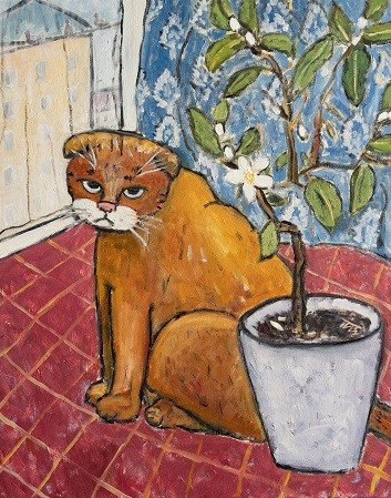 Бенжамин и мандарин. Холст, масло, 50х40, 2024.