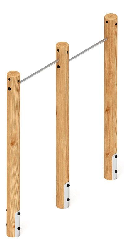 Турник взрослый двойной (лиственница) СО 2.20.09-Л.И1 Габариты (ШхДхВ): 2340х180х2500 Зона безопасности, мм: 5340х3180 Возрастные ограничения от 12 лет