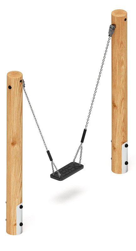 Качели (Лиственница) ИО 11.Р.03.01-Л.И1 Габариты (ШхДхВ): 2100х180х2050 Зона безопасности, мм: 6950х2100 Возрастные ограничения от 5 до 12 лет, весом не более 70 кг