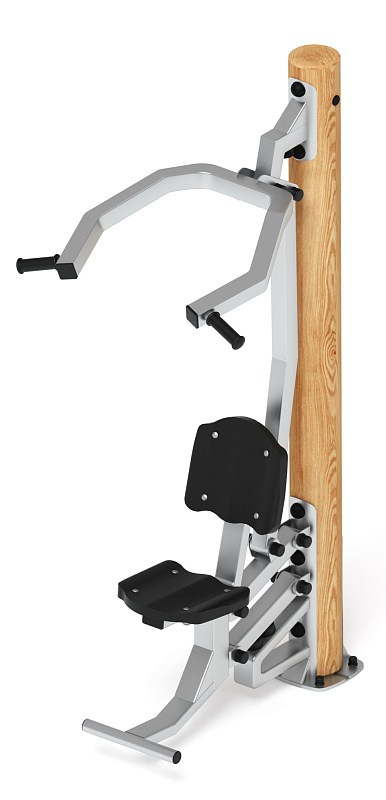 Тренажер тяга верхняя (лиственница) СТ 007-Л.И3 Габариты (ШхДхВ): 1010х850х2100 Зона безопасности, мм: 2000х2000 Оборудование предназначено для подростков в возрасте от 14 лет и взрослых, весом не более 100 кг.