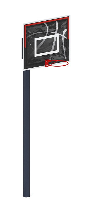 Стойка баскетбольная (черно-белый) - СО 2.70.02-02.И1 Габариты (ШхДхВ): 1200х1360х3895 Зона безопасности, мм: 4200х4360