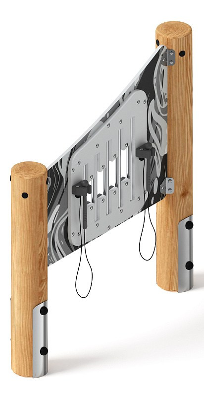 Металлофон (лиственница) МФ 22.01.09-И1 Габариты (ШхДхВ): 200х1340х1450 Зона безопасности, мм: 3200х2340