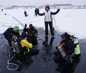 Подлёдные погружения. Дайвинг-клуб «Капитан Морган», Беларусь