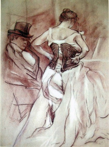 Копии Лотрека графика уголь, сангина 30х40 см 2007 г