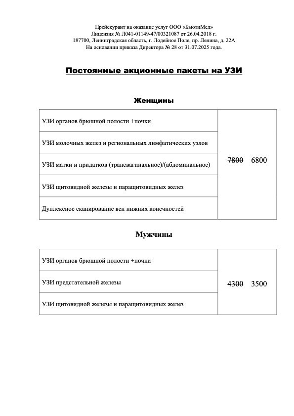 Ультразвуковая диагностика. Клиника здоровья и красоты «Бьюти Мед Про» г. Лодейное Поле