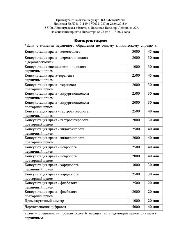 КОНСУЛЬТАЦИИ. Клиника здоровья и красоты «Бьюти Мед Про» г. Лодейное Поле