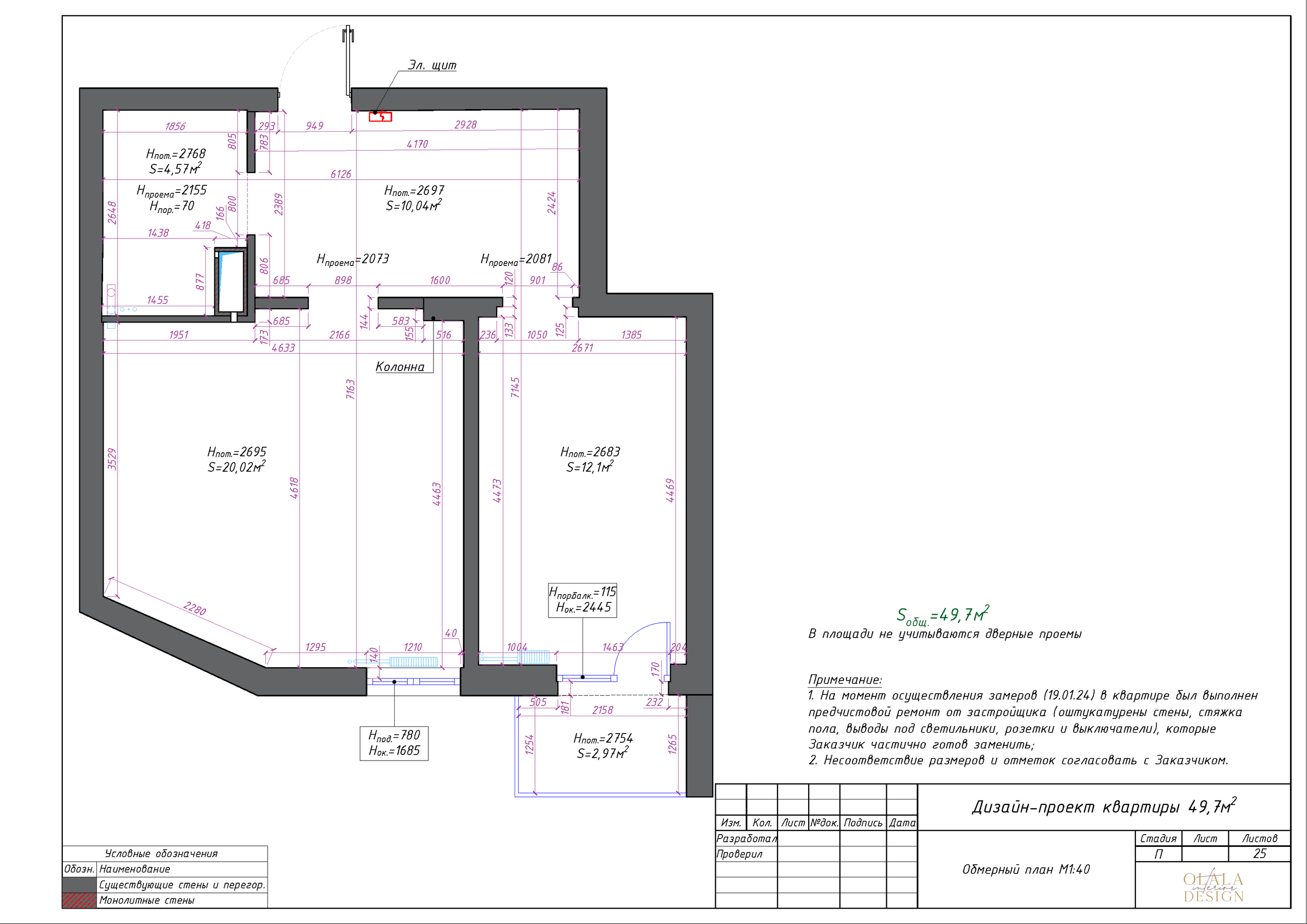 Эскизный проект. Дизайнер интерьеров Olala interior design