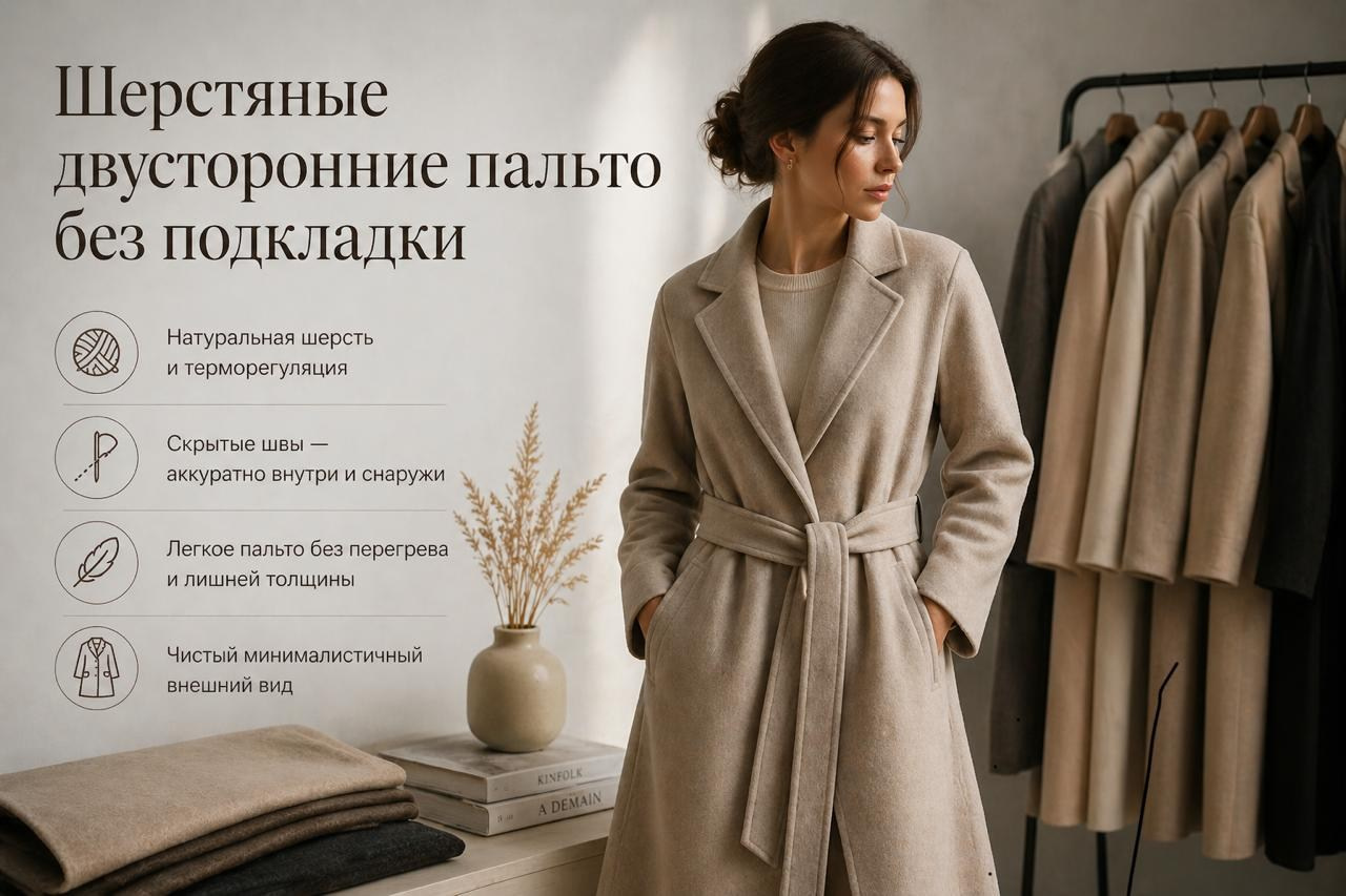 Шерстяное двустороннее пальто без подкладки — читать статью