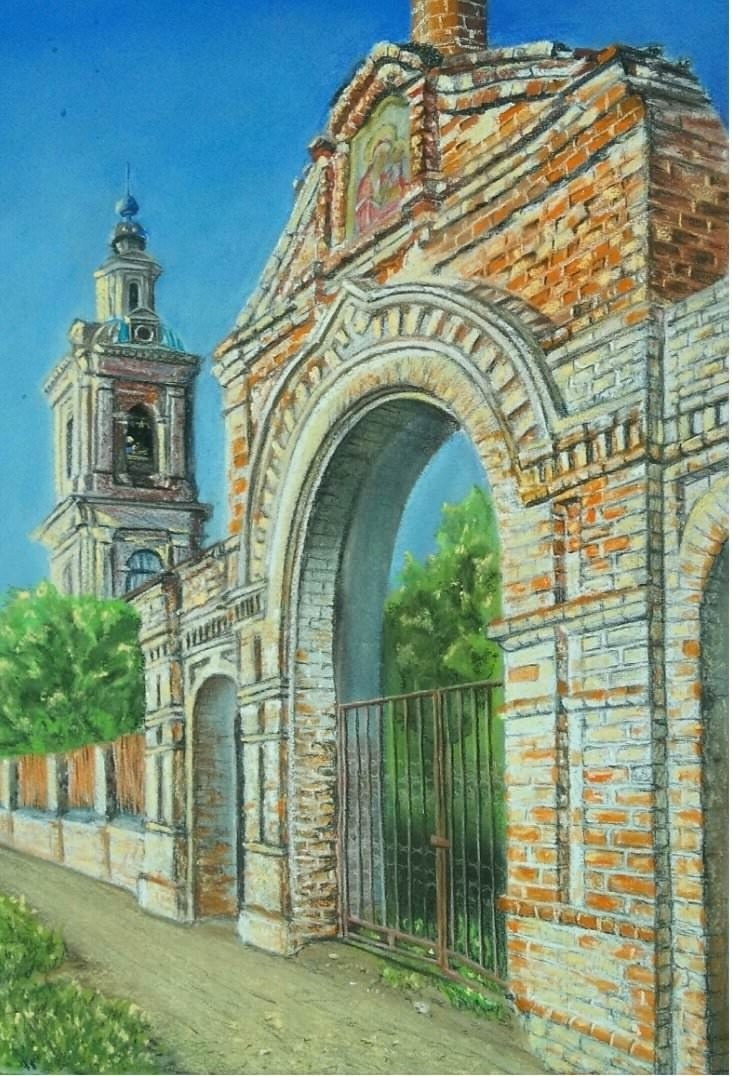 картины, интерьерные картины, пастель, картины маслом, масло, природа, живопись, город, мост, река, монастырь
