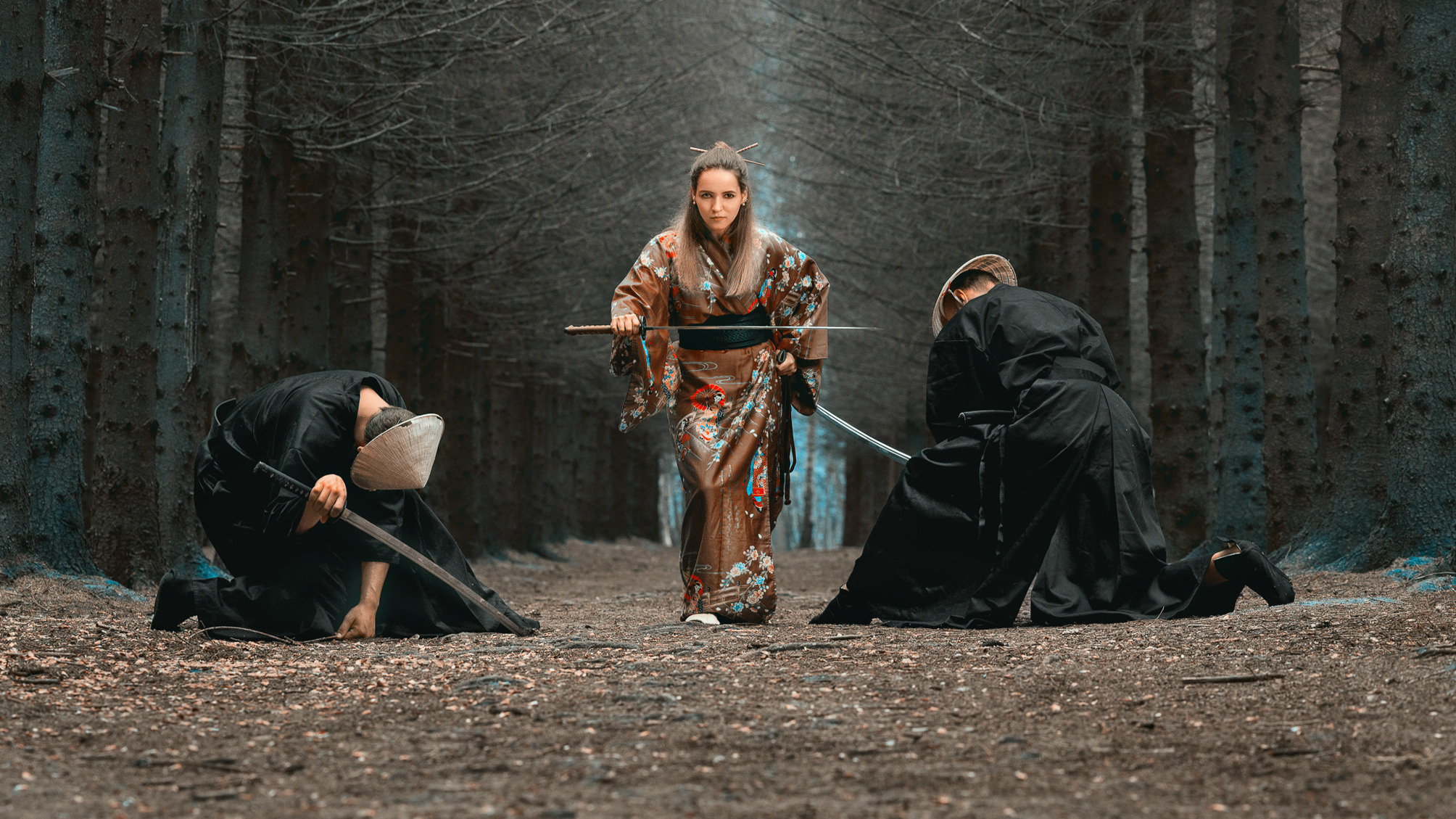 Поединок самураев в лесу