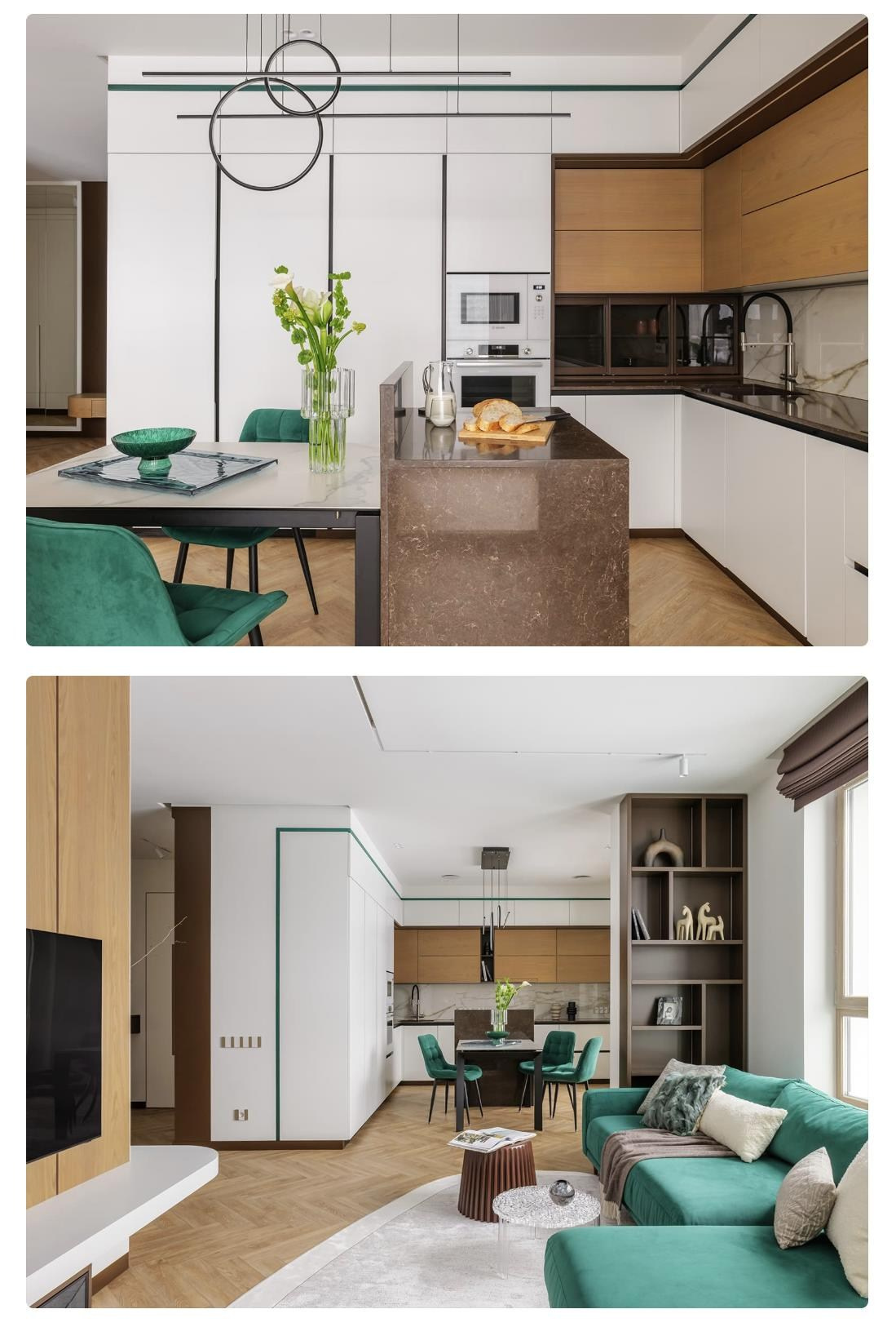 Изумрудные акценты в светлом интерьере екатеринбургской квартиры | AffDesign. Интерьерный фотограф. Фотограф архитектуры