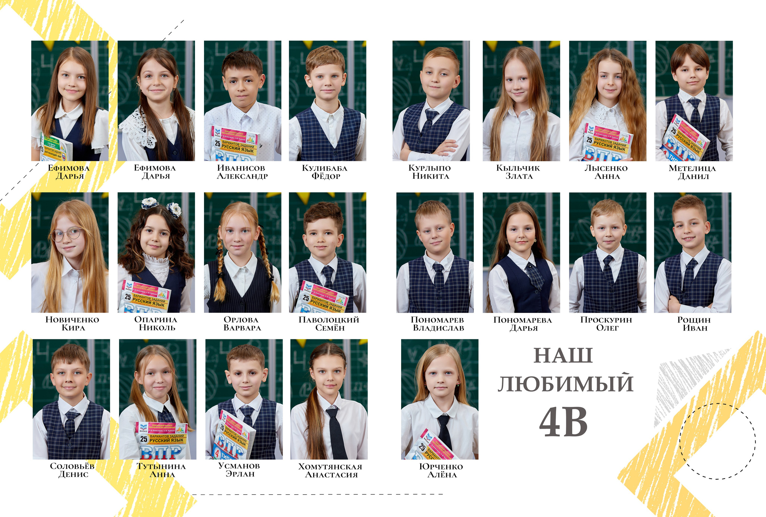 разворот виньетка выпускного альбома для учеников 4 класса