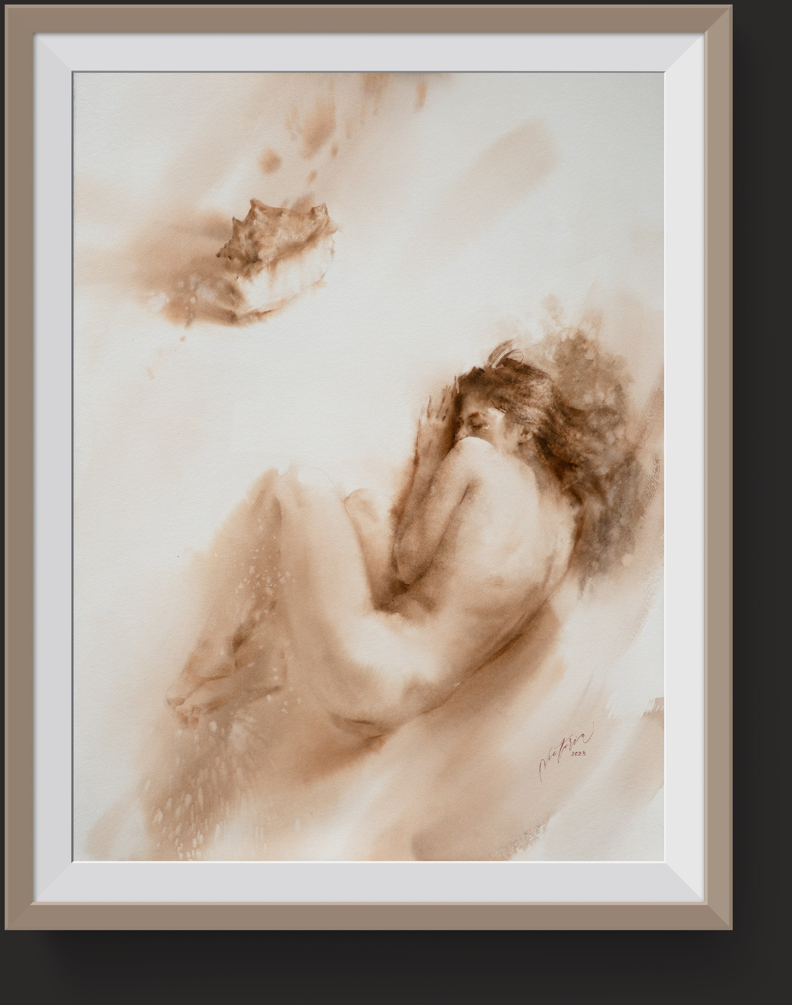 Акварельные работы в монохроме, эротика в акварели